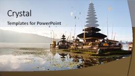  Presentation with pura - Amazing slide set having history indonesian - bali pura ulun danu bratan backdrop and a light blue colored foreground