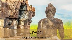  Presentation with history indonesia - Amazing slides having history indonesian - buddha statue mountain on background backdrop and a coral colored foreground