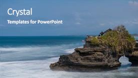  Presentation with history indonesia - Beautiful PPT theme featuring history indonesian - temple in the sea pura backdrop and a teal colored foreground