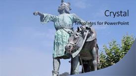  Presentation with king - PPT theme with history lithuania - bronze sculpture of a king background and a light blue colored foreground