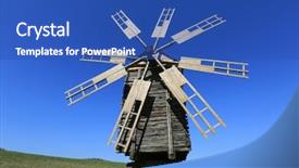  Presentation with old windmill - Beautiful presentation theme featuring history lithuania - old wooden windmill on meadow backdrop and a  colored foreground