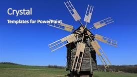 Presentation with old windmill - Audience pleasing presentation design consisting of history lithuania - old wooden windmill on meadow backdrop and a  colored foreground