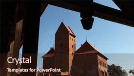  Presentation with english castle - Slide set enhanced with history lituanian - trakai castle near vilnius lithuania background and a wine colored foreground