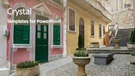  Presentation with history old paper computer - Presentation theme consisting of history macau - macao old town background and a coral colored foreground