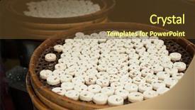  Presentation with biscuit - Slide set having history macau - traditional almond biscuit background and a tawny brown colored foreground