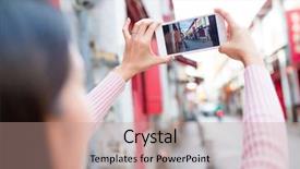  Presentation with macau - Cool new theme with history macau - woman taking photo by cellphone backdrop and a  colored foreground