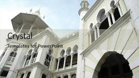  Presentation with classical - PPT theme featuring history malaysia - classical building background and a light gray colored foreground