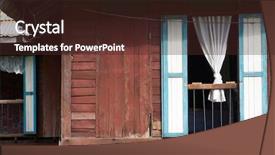  Presentation with old house - Audience pleasing slide deck consisting of history malaysia - old malay house at rural backdrop and a wine colored foreground