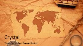  Presentation with classic ornaments - PPT layouts consisting of history maps - rope and model classic boat background and a yellow colored foreground