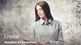  Presentation with math book - Theme having history math - beautiful woman reading a book background and a gray colored foreground