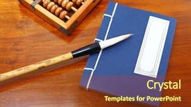  Presentation with math book - PPT theme having history math - chinese book and abacus background and a tawny brown colored foreground