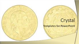  Presentation with math - Slide deck enhanced with history math - coins isolated on a white background and a  colored foreground