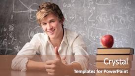  Presentation with classroom - Colorful theme enhanced with history math - smiling student with thumbs up backdrop and a coral colored foreground