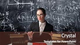  Presentation with teacher - Presentation enhanced with history mathematics - portrait of a school teacher background and a tawny brown colored foreground