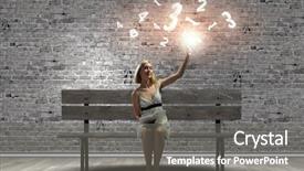  Presentation with being a single woman - Slides having history mathematics - young pretty woman sitting background and a  colored foreground