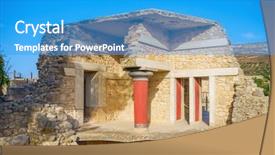  Presentation with history - Theme enhanced with history minoan - knossos palace ruin in sunny background and a teal colored foreground