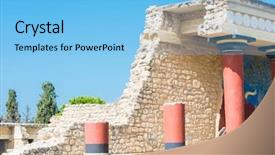  Presentation with ancient greece - PPT theme with history minoan - north entrance to ancient knossos background and a light blue colored foreground