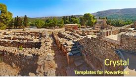  Presentation with ancient greece - Presentation theme featuring history minoan - ruins of ancient knossos palace background and a tawny brown colored foreground