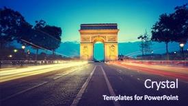  Presentation with history arc de triomphe paris - Amazing PPT theme having history napoleon - arc de triumph at evening backdrop and a navy blue colored foreground