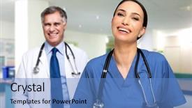  Presentation with nursing - Presentation theme enhanced with history nursing - couple of doctors background and a teal colored foreground