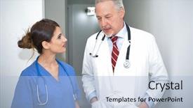  Presentation with history - Audience pleasing PPT theme consisting of history nursing - doctor talking to a nurse backdrop and a light blue colored foreground