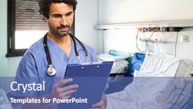  Presentation with medical worker - Slide deck enhanced with history nursing - portrait of a medical worker background and a ocean colored foreground