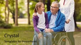  Presentation with wheelchair - Slide deck enhanced with history nursing - senior man on wheelchair background and a gold colored foreground