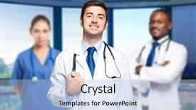  Presentation with group - Cool new theme with history nursing - smiling doctors group backdrop and a  colored foreground