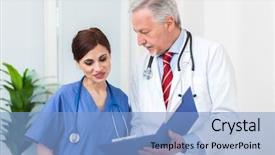  Presentation with two people talking - Audience pleasing theme consisting of history nursing - two doctors talking backdrop and a light blue colored foreground