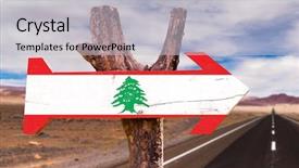  Presentation with wooden desk cup - Amazing slides having history oflebanon - lebanon flag wooden sign backdrop and a light gray colored foreground
