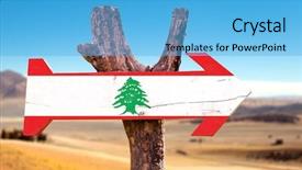  Presentation with desert - Beautiful PPT theme featuring history oflebanon - lebanon flag wooden sign backdrop and a light blue colored foreground