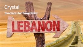  Presentation with blue aged wood sign - Audience pleasing PPT theme consisting of history oflebanon - lebanon wooden sign with desert backdrop and a coral colored foreground