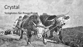  Presentation with engraving - Audience pleasing slide deck consisting of history peasant - arduous toil engraving on steel backdrop and a light gray colored foreground