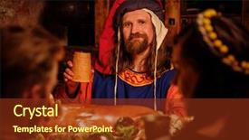  Presentation with ancient people - Presentation design enhanced with history peasant - medieval people eat and drink background and a tawny brown colored foreground