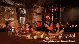  Presentation with ancient people - Amazing presentation theme having history peasant - medieval people eat and drink backdrop and a tawny brown colored foreground