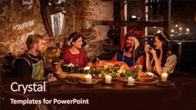 Presentation with ancient people - Cool new PPT layouts with history peasant - medieval people eat and drink backdrop and a wine colored foreground