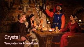  Presentation with ancient people - Beautiful slides featuring history peasant - medieval people eat and drink backdrop and a wine colored foreground