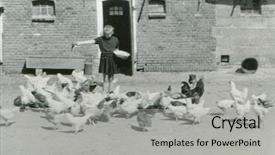  Presentation with fifties - Slides consisting of history peasant - vintage photo of young girl background and a light gray colored foreground