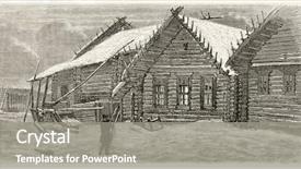  Presentation with old house - Cool new PPT theme with history peasnt - izba old illustration traditional russian backdrop and a  colored foreground