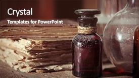  Presentation with bottle - PPT theme consisting of history pharmacy - vintage glass bottle with old background and a tawny brown colored foreground