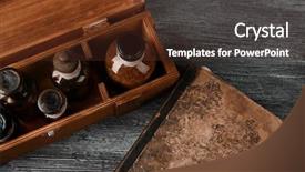  Presentation with vintage book - Slide set consisting of history pharmacy - vintage glass bottles in box background and a tawny brown colored foreground