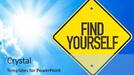  Presentation with how introduce yourself - Slide deck featuring history philosophy - find yourself sign with sky background and a light blue colored foreground