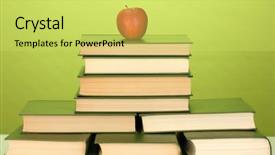  Presentation with apple on open books - PPT layouts with  background and a  colored foreground.