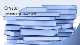  Presentation with stack books - PPT theme enhanced with history philosophy - stack of books in blue background and a light blue colored foreground