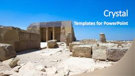  Presentation with ancient egypt temple of hatshepsut - Presentation enhanced with history queens - temple of hatshepsut near luxor background and a teal colored foreground