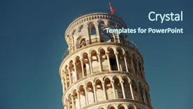  Presentation with tower - Beautiful slide deck featuring history renaissance - leaning tower closeup view backdrop and a ocean colored foreground