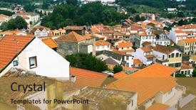  Presentation with renaissance - Amazing PPT theme having history renaissance - top view of lamego city backdrop and a gold colored foreground