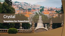  Presentation with renaissance - Beautiful slide set featuring history renaissance - top view of lamego city backdrop and a coral colored foreground