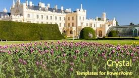  Presentation with history - Slides consisting of history romanticismo - lednice palace with garden czech background and a tawny brown colored foreground