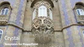  Presentation with stone - Amazing PPT theme having history romanticismo - stone carved under a window backdrop and a  colored foreground